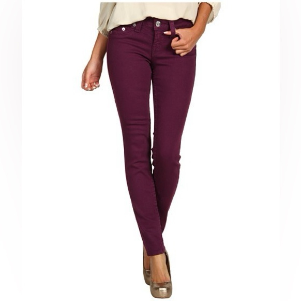 True Religion Halle Mid-Rise Super Skinny Women's Burgundy Jeans